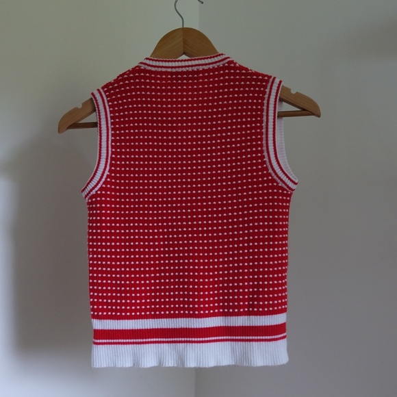 Vintage Red and White Knit Sweater Vest Size Small - Picture 3 of 3